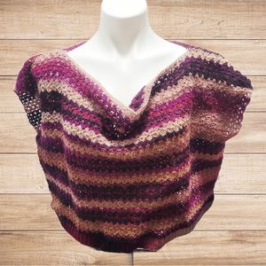Handmade Purple and Brown Ombré Crochet Lace Sleeveless Cropped Sweater